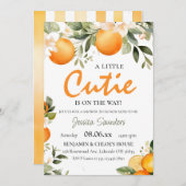 Eine kleine Süsse ist auf dem Weg zur Citrus Baby Einladung (Vorne/Hinten)