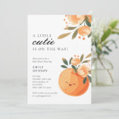 Eine kleine Süsse ist auf dem Weg zur Citrus Baby  Einladung (Stehend Vorderseite)