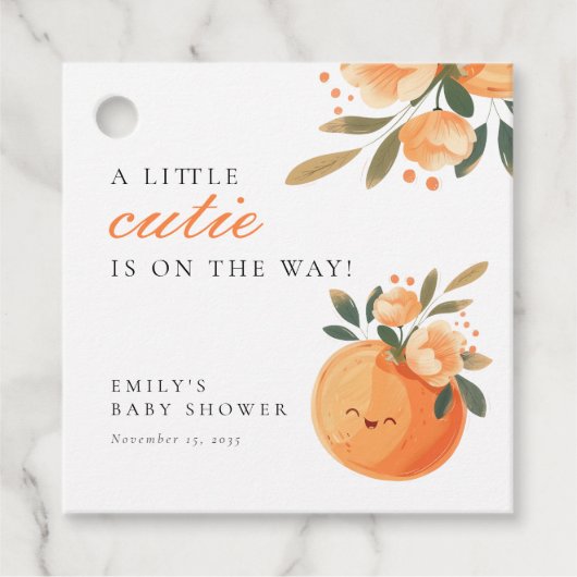 Eine kleine Süsse ist auf dem Weg zur Citrus Baby  Geschenkanhänger (Vorderseite)