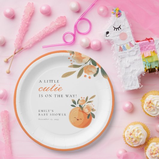 Eine kleine Süsse ist auf dem Weg zur Citrus Baby Pappteller (Party)