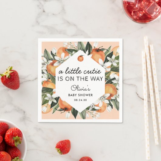 Eine kleine Süsse ist auf dem Weg zur Citrus Baby Serviette (Beispiel)