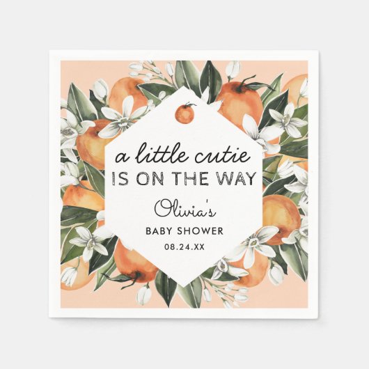 Eine kleine Süsse ist auf dem Weg zur Citrus Baby Serviette (Vorderseite)