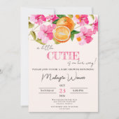 Eine kleine Süsse ist auf dem Weg zur orangefarben Einladung (Vorderseite)