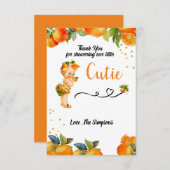 Eine kleine Süsse ist auf ihrem Weg Baby Showeinla Dankeskarte (Vorne/Hinten)