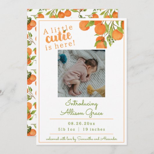 Eine kleine Süsse ist hier die Geburtserklärung Ankündigung (Vorne/Hinten)