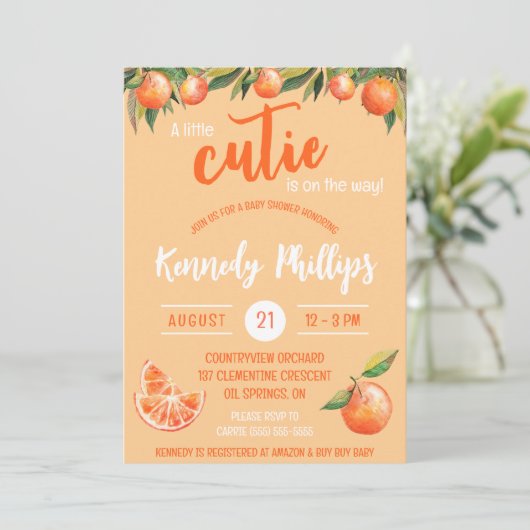 Eine kleine SÜSSE ist unterwegs! Babyparty Einladung (Stehend Vorderseite)