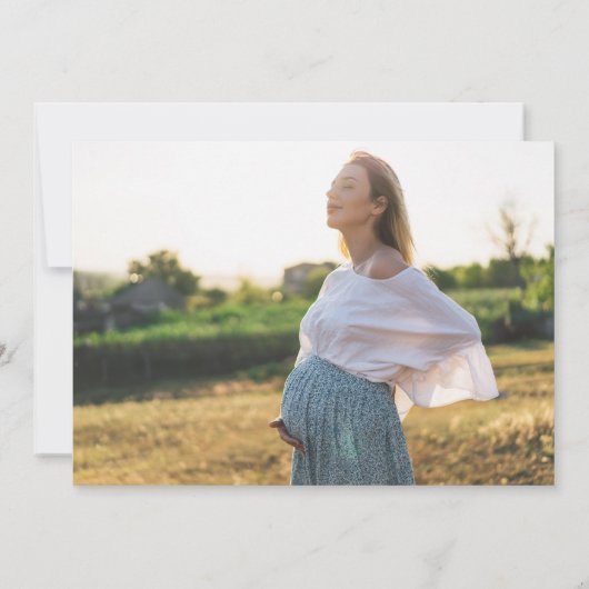 Eine kleine Süsse ist unterwegs | Foto Babydusche Einladung (Rückseite)