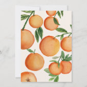 Eine kleine Süsse ist unterwegs mit einer orangefa Dankeskarte (Rückseite)