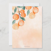 Eine kleine Süsse ist unterwegs mit einer orangefa Dankeskarte (Rückseite)