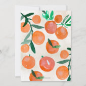 Eine kleine Süsse ist unterwegs mit einer orangefa Einladung (Rückseite)