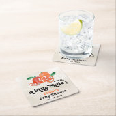 Eine kleine Süsse ist unterwegs mit einer orangefa Rechteckiger Pappuntersetzer (Vor Ort)