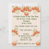 Eine kleine Süsse ist unterwegs - Orangefarbenes B Einladung (Vorderseite)