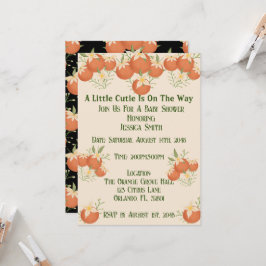 Eine kleine Süsse ist unterwegs - orangefarbenes B Einladung