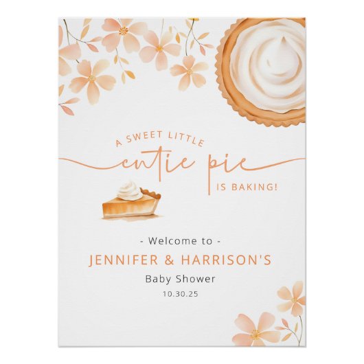 Eine kleine Süsse Kuchen backt | Babyparty Poster (Vorderseite)