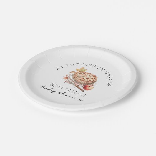 Eine kleine Süsse Kuchen backt Herbstdusche. Pappteller (Schrägansicht)