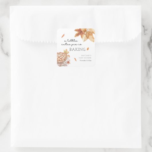 Eine kleine Süsse Kuchen backt Herbstdusche. Quadratischer Aufkleber (Tasche)