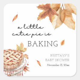 Eine kleine Süsse Kuchen backt Herbstdusche. Quadratischer Aufkleber