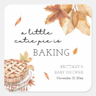 Eine kleine Süsse Kuchen backt Herbstdusche. Quadratischer Aufkleber