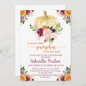 Eine kleine, süße Kürbisdusche lädt ein, weiß. Einladung (Vorne/Hinten)