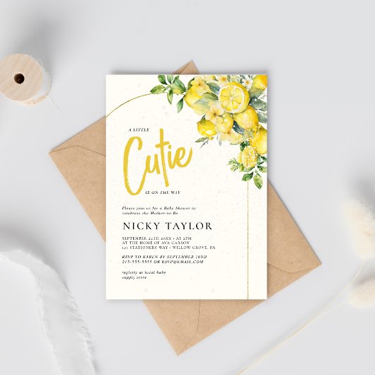 Eine kleine Süsse Lemon Citrus Baby Dusche Einladung