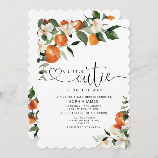 Eine kleine Süsse mit Baby-Dusche Einladung (Vorne/Hinten)