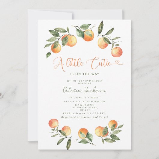 Eine kleine Süsse mit Baby-Dusche Einladung (Vorderseite)