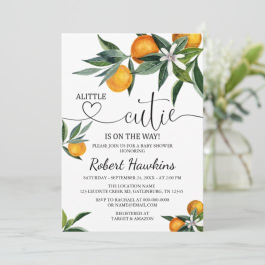 Eine kleine Süsse mit Kinderdusche Einladung (Stehend Vorderseite)