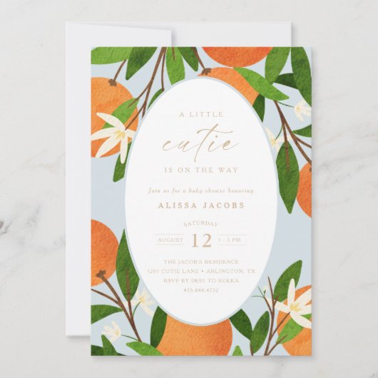 Eine kleine Süsse | Moderne Blue Neutral Baby Dusc Einladung (Vorderseite)