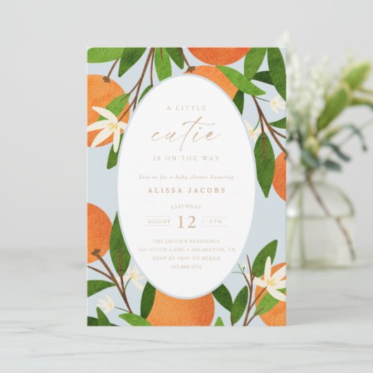 Eine kleine Süsse | Moderne Blue Neutral Baby Dusc Einladung (Stehend Vorderseite)