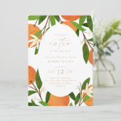 Eine kleine Süsse | Moderne Citrus Neutral Baby Du Einladung (Stehend Vorderseite)