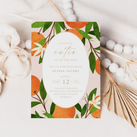 Eine kleine Süsse | Moderne rosa neutrale Babydusc Einladung