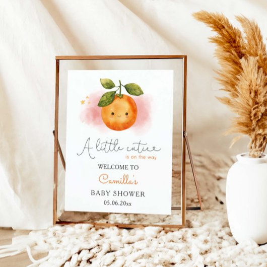 Eine kleine Süsse Orange Baby Dusche Empfang Poster