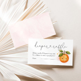 Eine kleine Süsse Orange Baby Dusche Windeln Raffl Begleitkarte