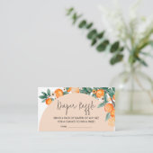 Eine kleine Süsse Orange Baby Dusche Windeln Raffl Begleitkarte (Stehend Vorderseite)