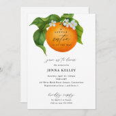 Eine kleine Süsse Orange Babydusche Einladung (Vorne/Hinten)