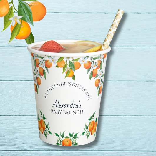 Eine kleine Süsse Orange Citrus Baby Brunch Pappbecher