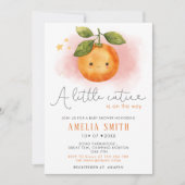 Eine kleine Süsse Orange Clementine Baby Dusche Einladung (Vorderseite)