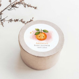 Eine kleine Süsse Orange Clementine Baby Dusche Runder Aufkleber