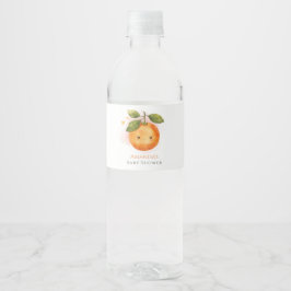 Eine kleine Süsse Orange Clementine Baby Dusche Wasserflaschenetikett