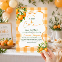 Eine kleine süße orange Gingham-Baby-Party