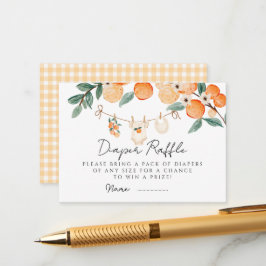 Eine kleine Süsse Orange Gingham Citrus Baby Dusch Begleitkarte