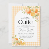 Eine kleine Süsse Orange Gingham Citrus Baby Dusch Einladung