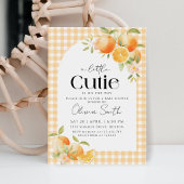 Eine kleine Süsse Orange Gingham Citrus Baby Dusch Einladung