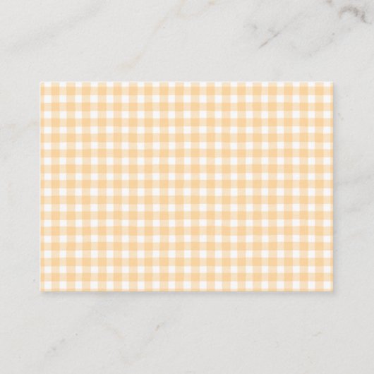 Eine kleine Süsse Orange Gingham Citrus Babydusche Begleitkarte (Rückseite)