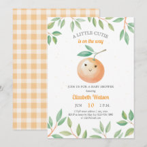Eine kleine Süße Orange Gingham-Zitrus-Baby-Party