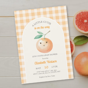 Eine kleine süße orange Gingham-Zitrus-Baby-Party Einladung
