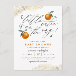 Eine kleine Süsse orange neutrale Babydusche Einladungspostkarte