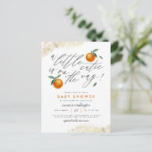 Eine kleine Süsse orange neutrale Babydusche Einladungspostkarte (Stehend Vorderseite)