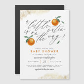 Eine kleine Süsse orange neutrale Babydusche Magneteinladung (Vorne/Hinten)