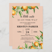 Eine kleine Süsse orange rosa Kinderdusche Einladung (Vorne/Hinten)